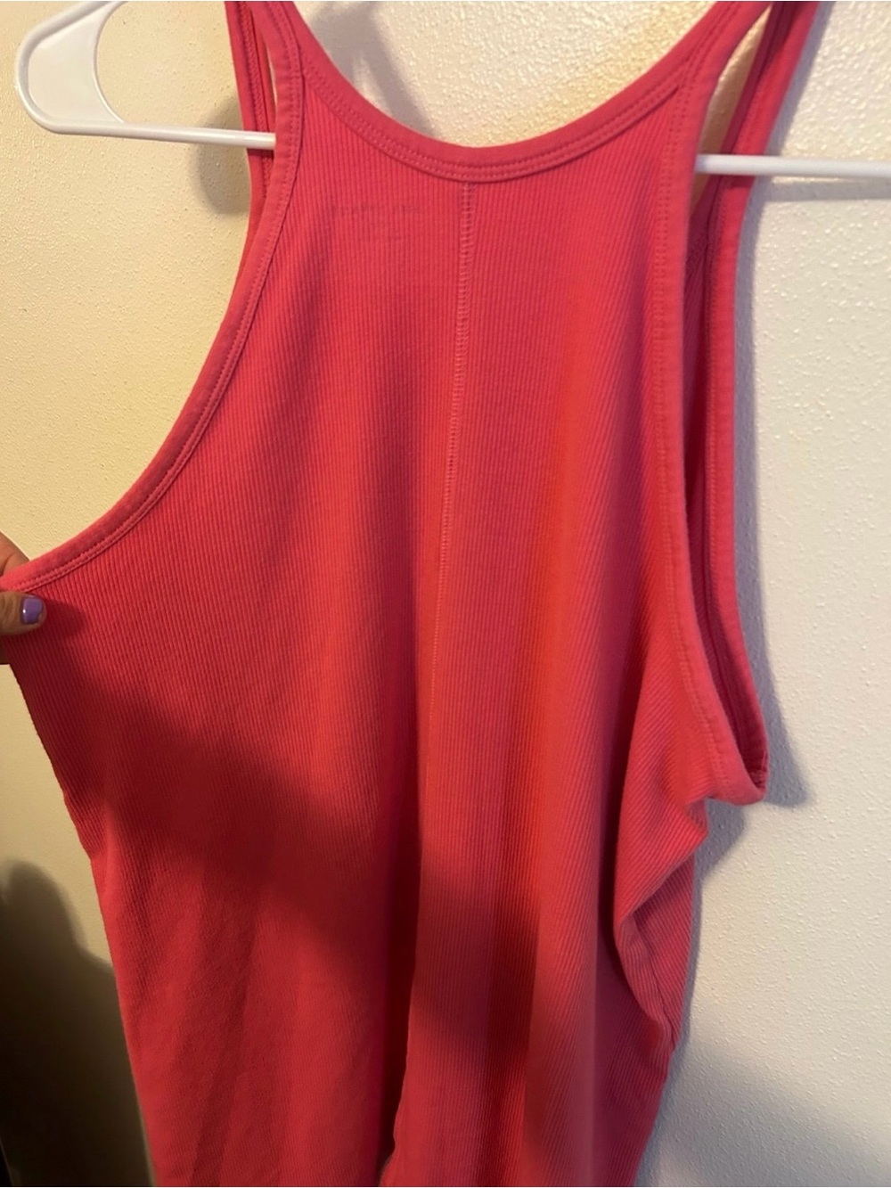 Lane Bryant Coral-Pink Ribbed Racerback Tank - Picture 2 of 4